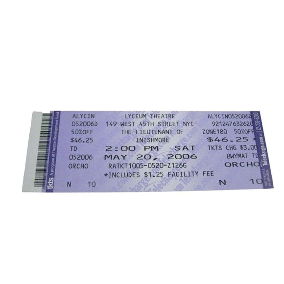 The Lieutenant of Inishmore Ticket Only 2006 Lyceum Theatre May 20 2006 - Picture 1 of 1